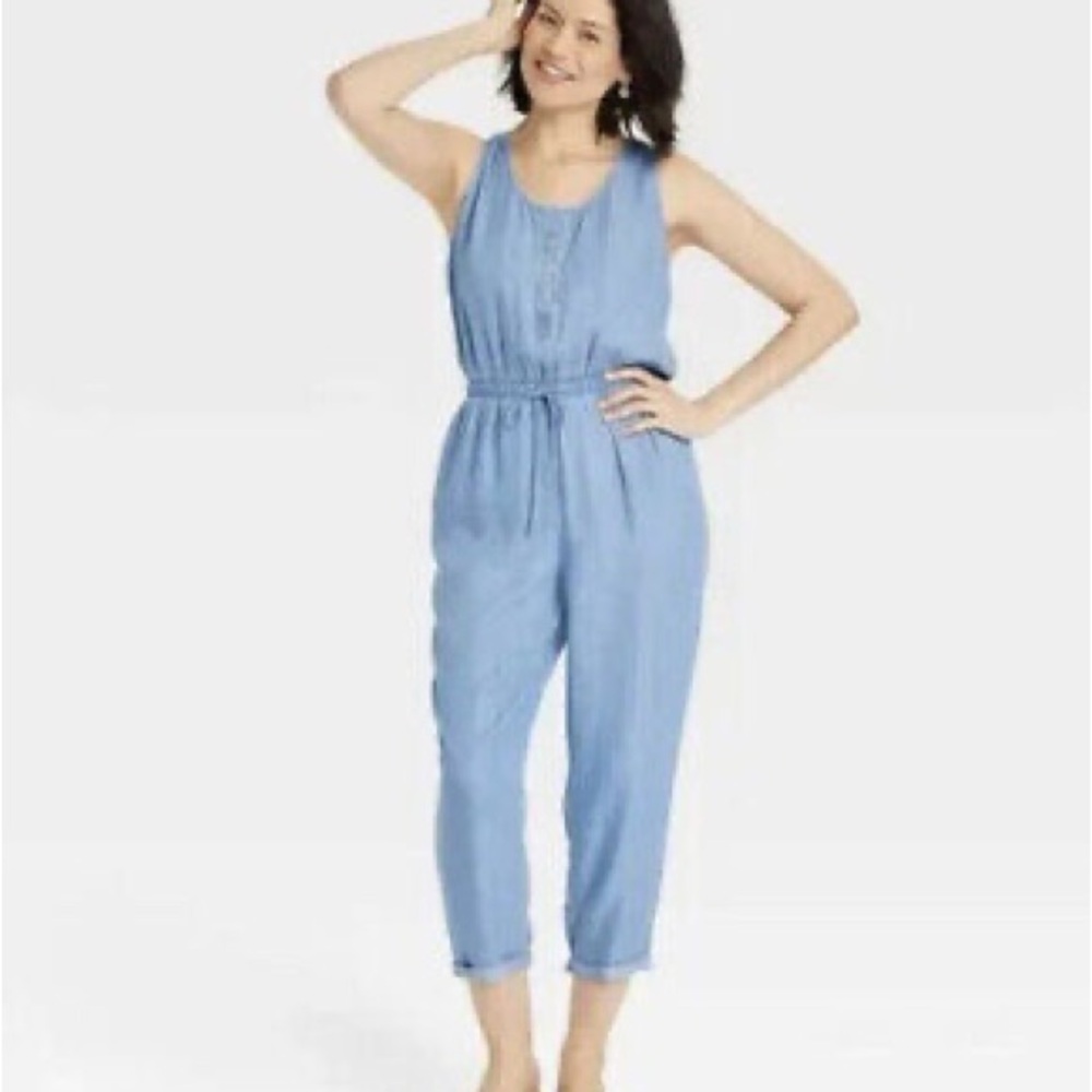 Knox Rose Light Blue Sleeveless Jumpsuit